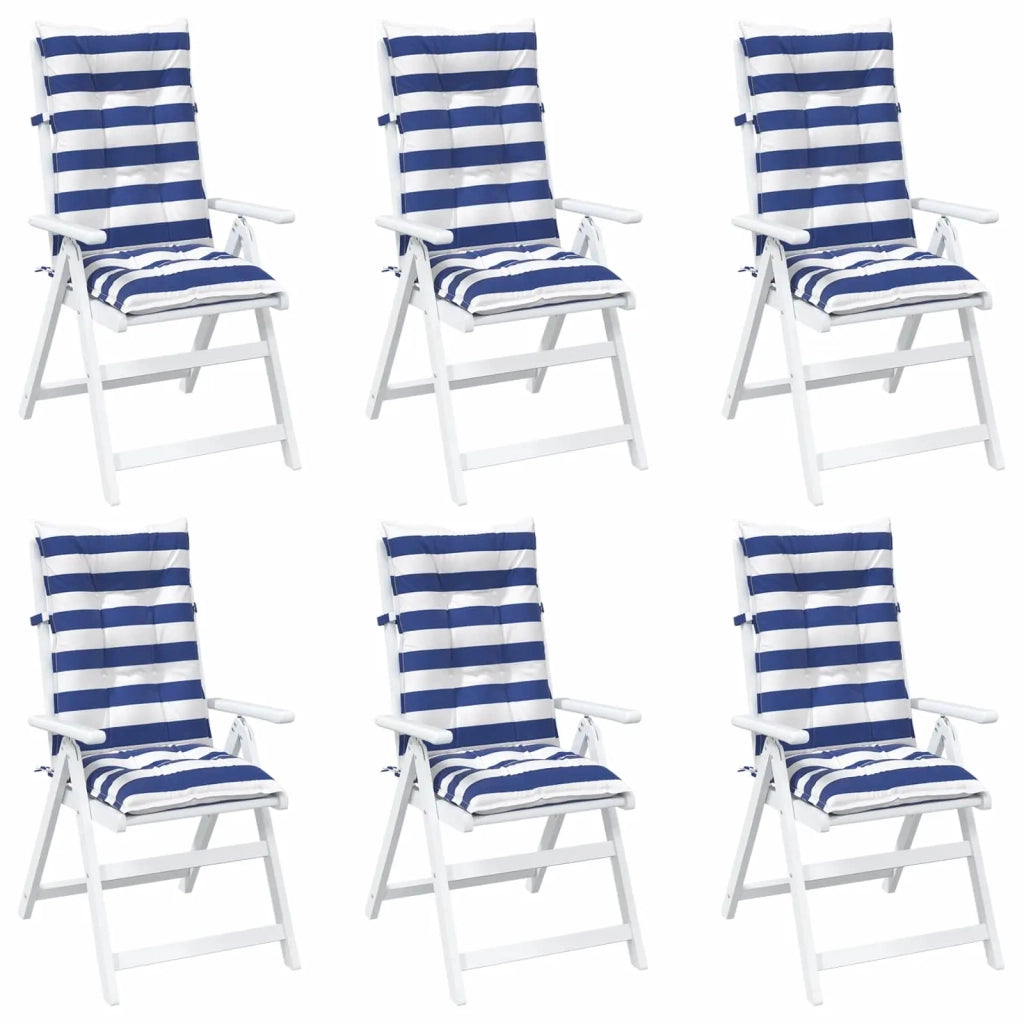 Cuscino da Esterno 6 pcs Blu e Bianco 120 x 50 x 7 cm Tessuto 42040529