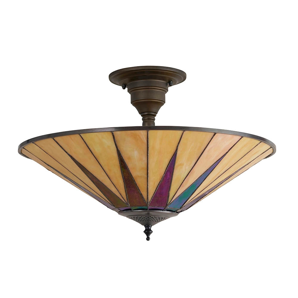 Plafoniera Tiffany DARK STAR vetro multicolor Ø49cm 3xE27