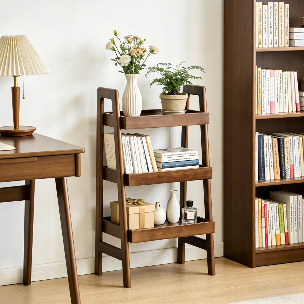 LIBRERIA A SCALA 3 RIPIANI 94x48x15 cm Legno massello Noce