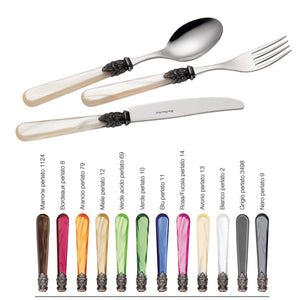 Servizio Set di Posate 24 pezzi in Acciaio Inox Eme Napoleon Perlato Bianco 2