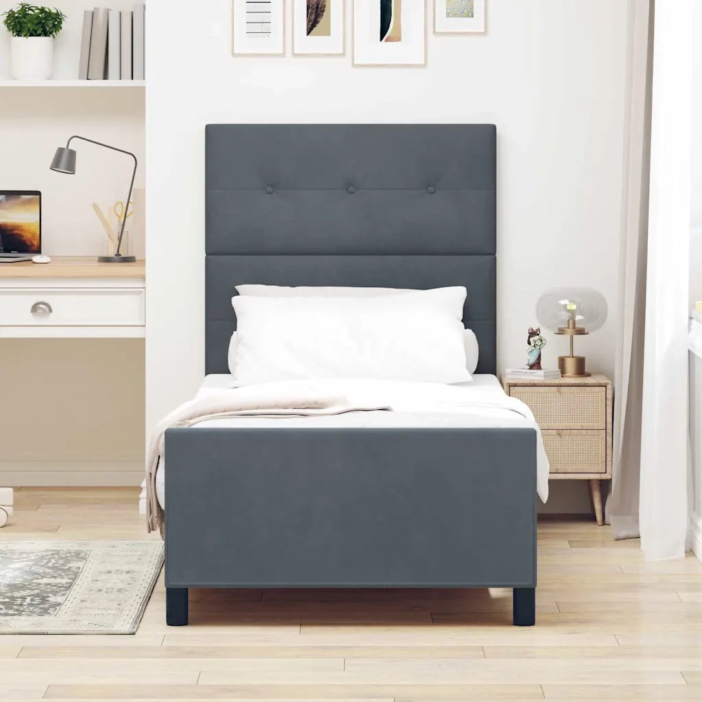 Letto a molle con testiera Grigio scuro 90 x 190 cm Velluto 3344910