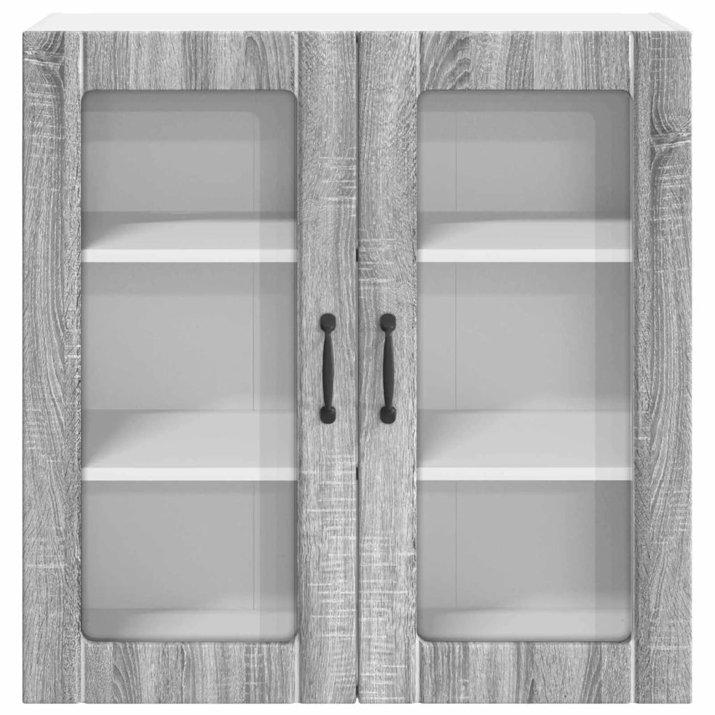 Pensile da cucina | Mobile in vetro da parete LUCCA Grigio Sonoma 80 x 31 x 80 cm