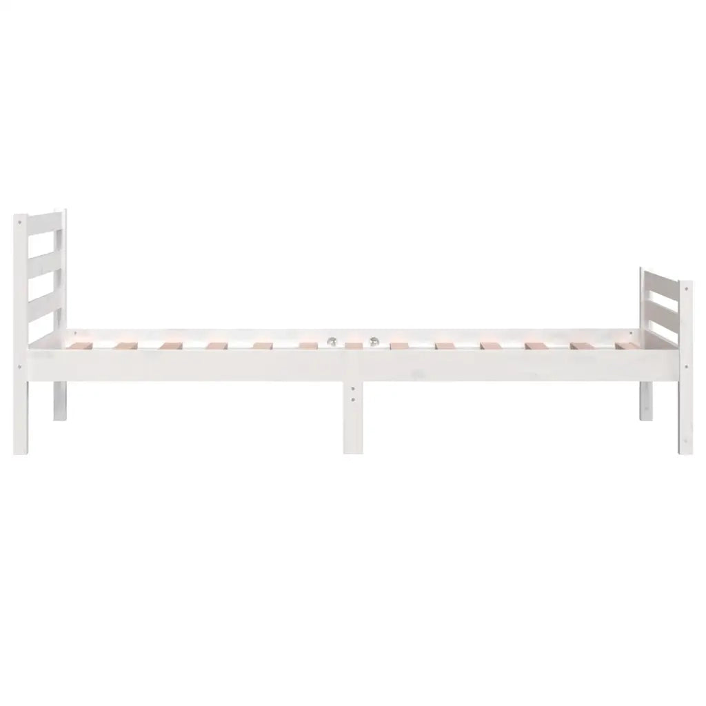 Letto singolo | Letto per adulti | Giroletto Bianco in Legno Massello 100x200 cm
