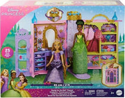 Bambola-Disney Princess - Guardaroba da Favola, playset armadio apribile fino a 60cm con 2 abiti e 25 accessori, specchi