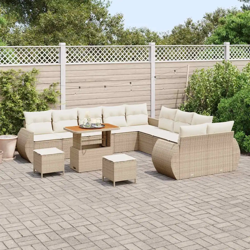 Set Divano da Giardino con cuscino 13 pcs beige e panna