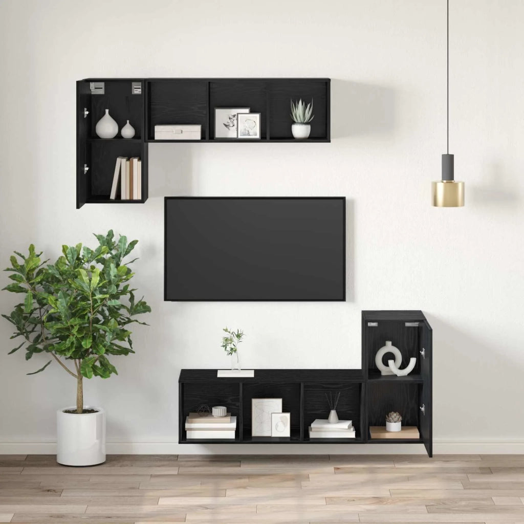 Mobile TV da Parete | Armadietto TV | Mobile Porta TV Rovere Nero 30,5 x 30 x 60 cm