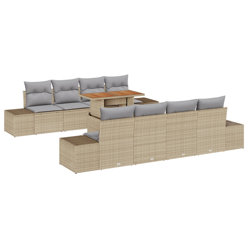 Set Divano Giardino 7 Pezzi con Cuscini Beige in Rattan Poliestere