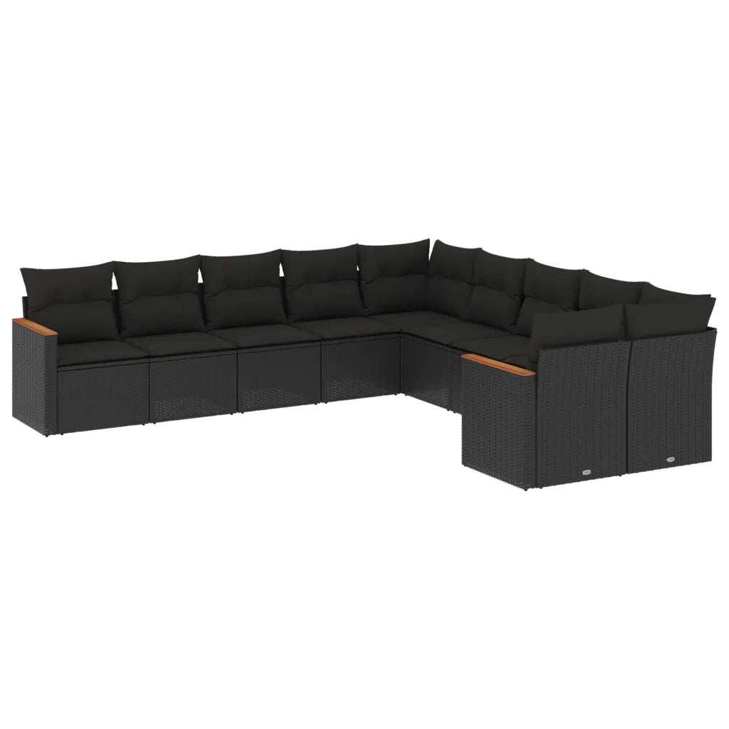 Set Divani da Giardino 10pz con Cuscini in Polyrattan Nerocod mxl 113094