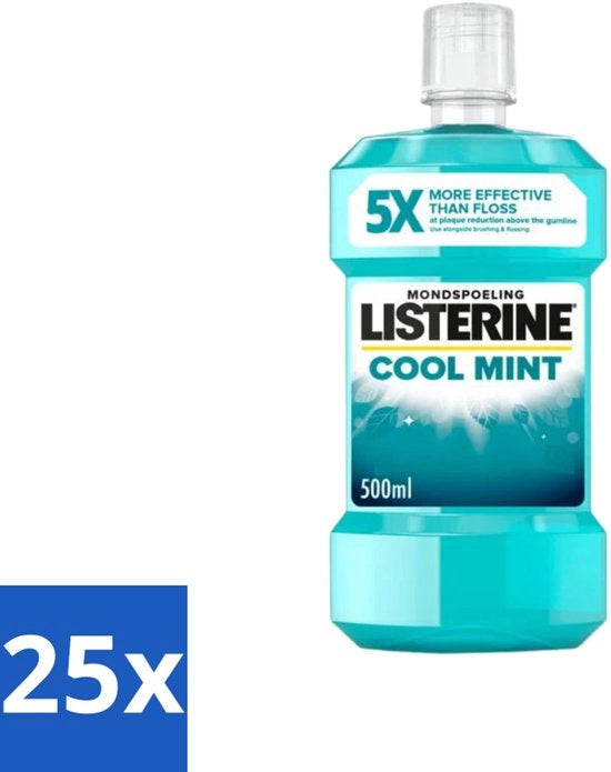 25 x Acqua di bocca Listerine - Cool Mint - 500 ml - Verfrissende adem per macchina del caffè