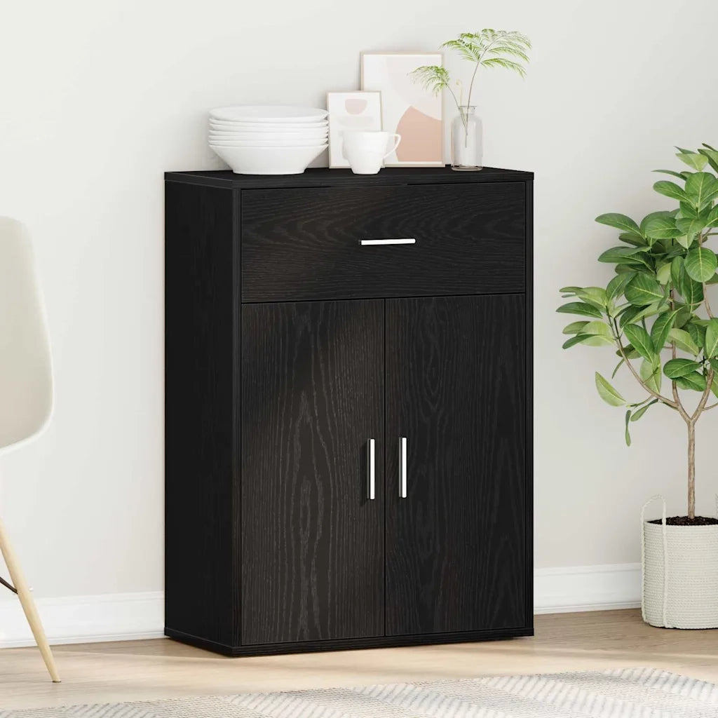 Credenza | Madia | Buffet da pranzo | Armadio da pranzo Rovere Nero 60 x 30 x 84 cm Legno multistrato