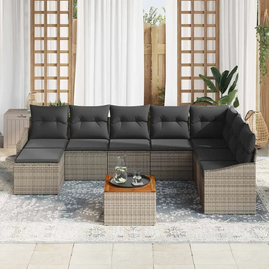Set Divano da Giardino con cuscino 9 pcs Grigio polyrattan 3347867