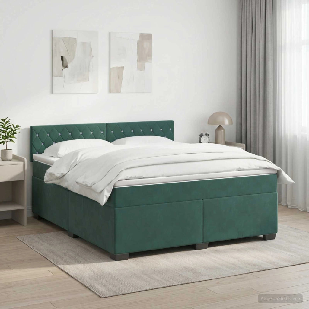 Letto box spring con materasso Verde Scuro 140 x 200 cm Velluto 3450725
