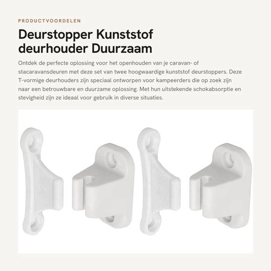 Stopper per porta 2 in 1 - Set - Materiale plastico - Supporto per porta a T - Distacco 35 mm/48 mm - Assorbimento shock - Per caravan - Stopper per porta