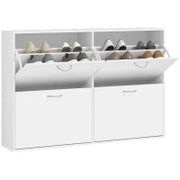 Scarpiera Salvaspazio in Legno per Camera e Ingresso, Capacità 24 Scarpe, 120x24x81cm Bianco