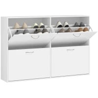 Scarpiera Salvaspazio in Legno per Camera e Ingresso, Capacità 24 Scarpe, 120x24x81cm Bianco