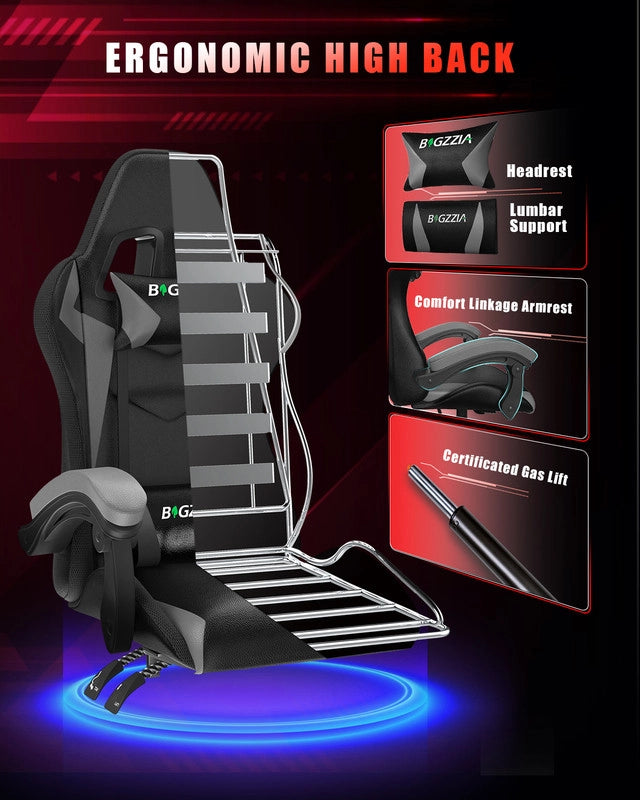 Sedia da gaming,  Sedia da gaming professionale con tecnologia LED RGB integrata, con poggiatesta, supporto lombare e braccioli