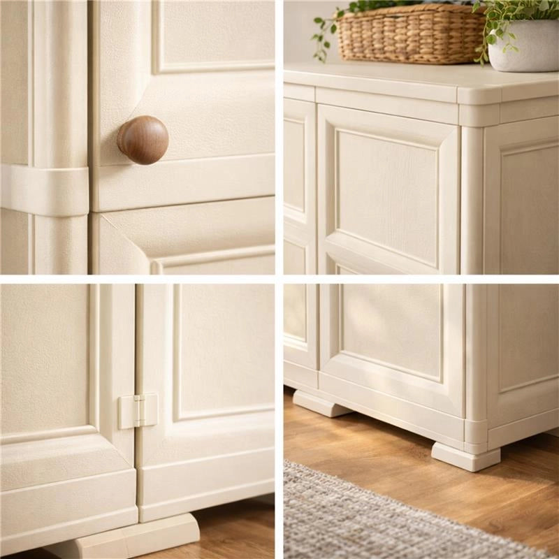 ARMADIO 4 MODULI ANGORA 79X43X164 CM CON 4 RIPIANI E VANI APERTI – MOBILE ALTO CONTENITORE PER ZONA LIVING E STUDIO