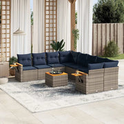Set Divani da Giardino 9 pz con Cuscini Grigio in Polyrattan