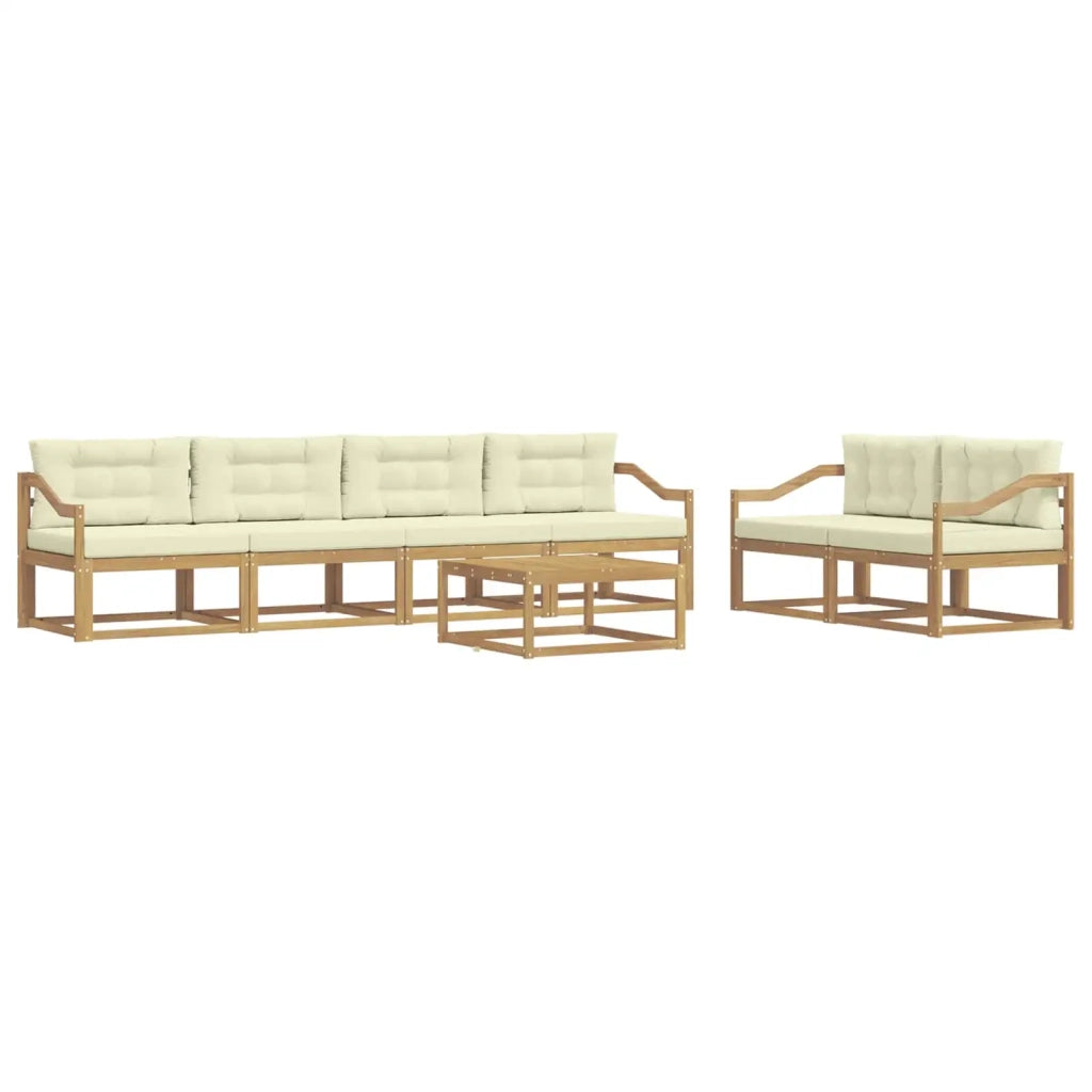 Set di divani da esterno con cuscino 6 pcs Bianco e Crema