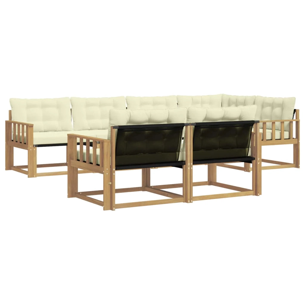 Set di divani da esterno con cuscino 7 pcs Bianco e Crema