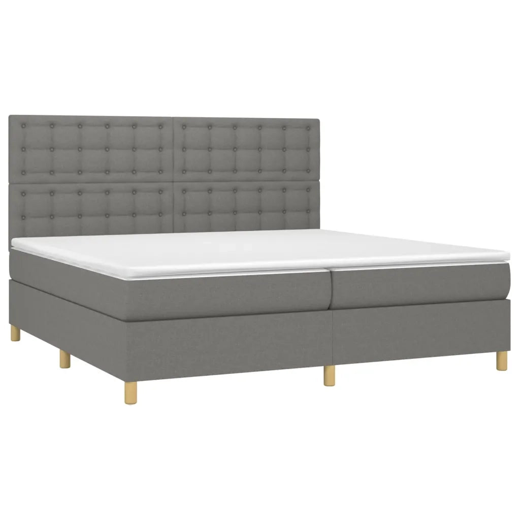 Giroletto a Molle con Materasso Grigio Scuro 200x200 cm Tessuto 3142682