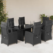 Set da Pranzo da Giardino 7 pz Nero con Cuscini in Polyrattan 3212683