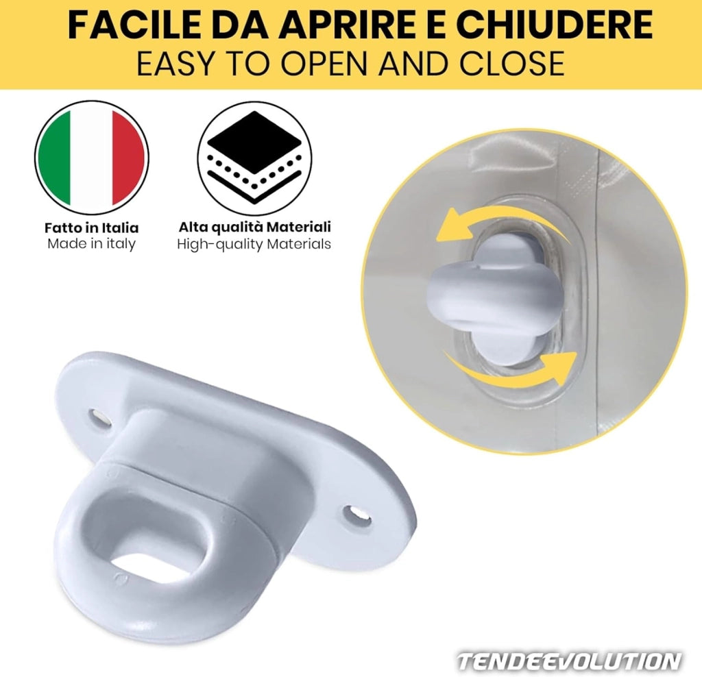 Fermo a farfalla in plastica marrone Cavallotto A Molla per Occhiello Ovale in PVC per Teloni Gazebo Copertura Laterale