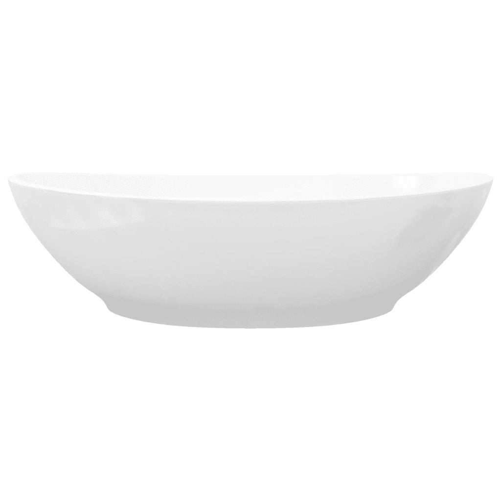 Lavello-Lavandino-Lavabo in Ceramica di Lusso Bianco Ovale 40 x 33 cm