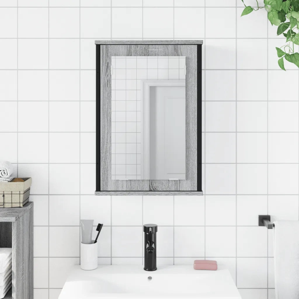 Mobile Specchio da Bagno Grigio Sonoma 42x12x60 cm Multistrato 842434