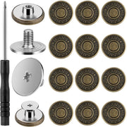 Punti metallici 17mm - Bottone jeans adattabile - Punti di abbigliamento senza ago - Kit di sostituzione e riparazione - Incluso chiave inglese - Laminazione di alta qualità