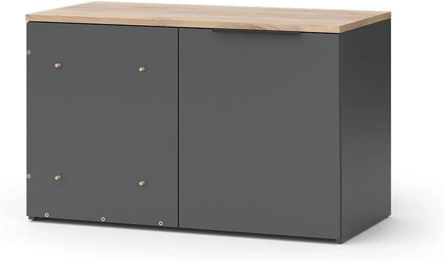 Credenza Wido, Antracite, 80 x 50 cm Cassettiera ad angolo con anta, per la conservazione e l'utilizzo salvaspazio negli angoli