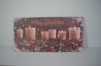 Quadro con led legno candele multicolor rettangolare cm 60x30xh1,8