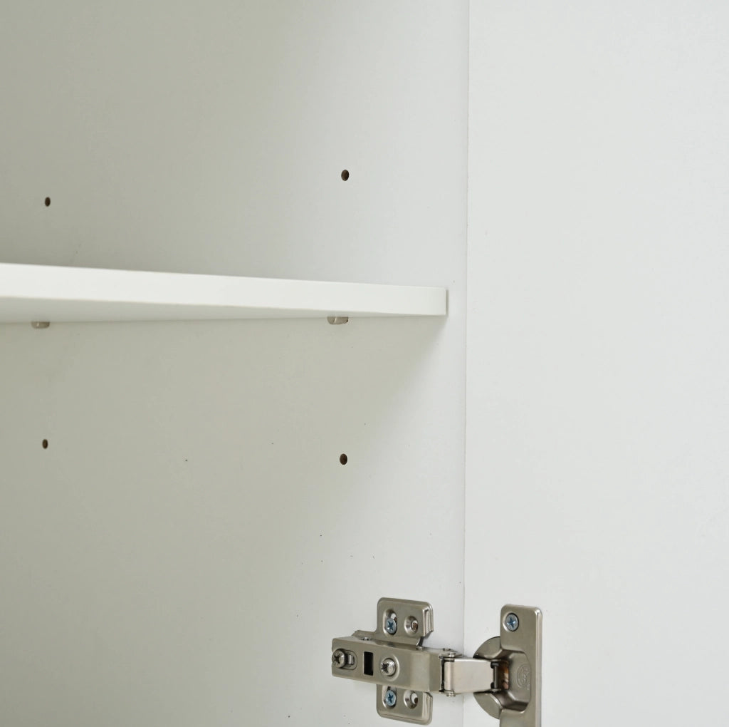 Credenza 140x40x68 cm con LED e ripiani regolabili in truciolato bianco e nero