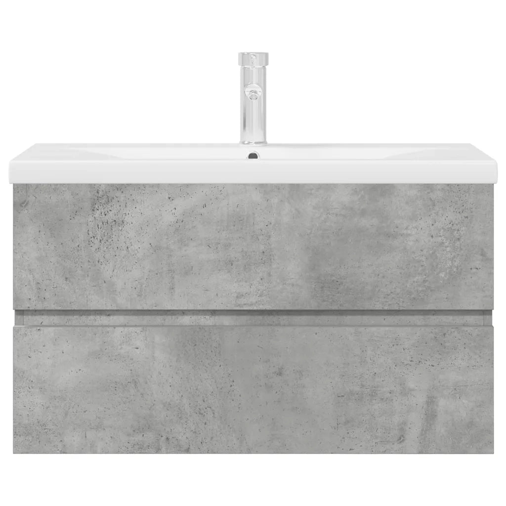 Set Mobili da Bagno 2 pz Grigio Cemento in Legno Multistrato