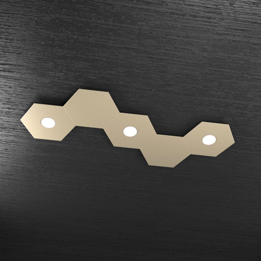 HEXAGON APPLIQUE-PLAFONIERA 3 LUCI + 2 DECORATIVO SABBIA 1142-3L2D-SA