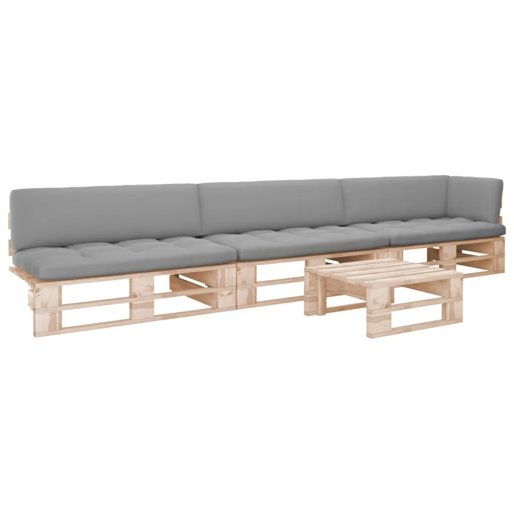 Set Divani su Pallet 4 pz e Cuscini in Legno di Pino Impregnato cod mxl 56232