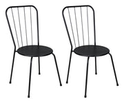 Sedia industriale in metallo nero, sedia da esterno impilabile (2 pz) - Molly - SD10MOM