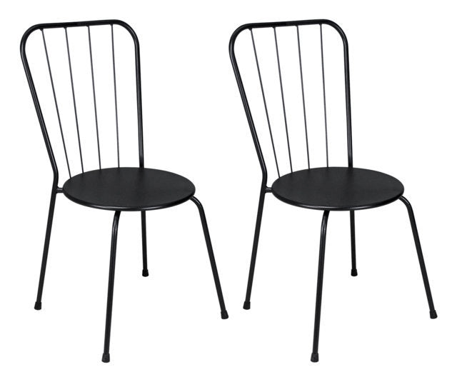 Sedia industriale in metallo nero, sedia da esterno impilabile (2 pz) - Molly - SD10MOM