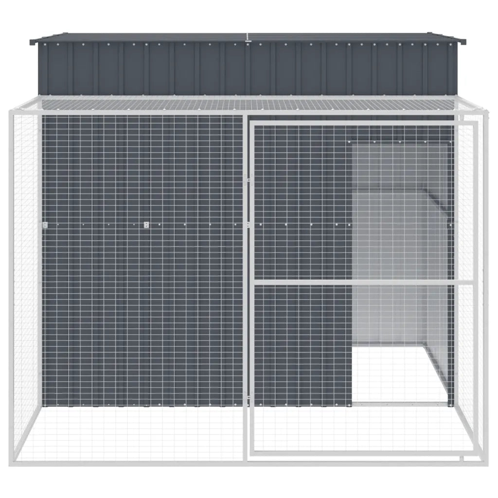 Casetta Cani con Corsa Antracite 214x253x181 cm Acciaio Zincatocod mxl 69725