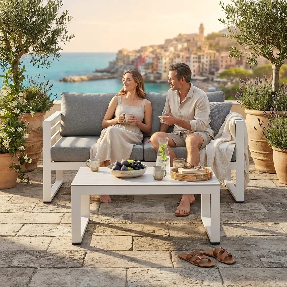Divano Leros (2 Posti)  Grigio/Bianco
