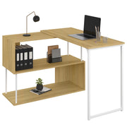 IDMarket - Escritorio esquinero giratorio 180° DETROIT Estantería en forma de S diseño industrial madera y metal blanco
