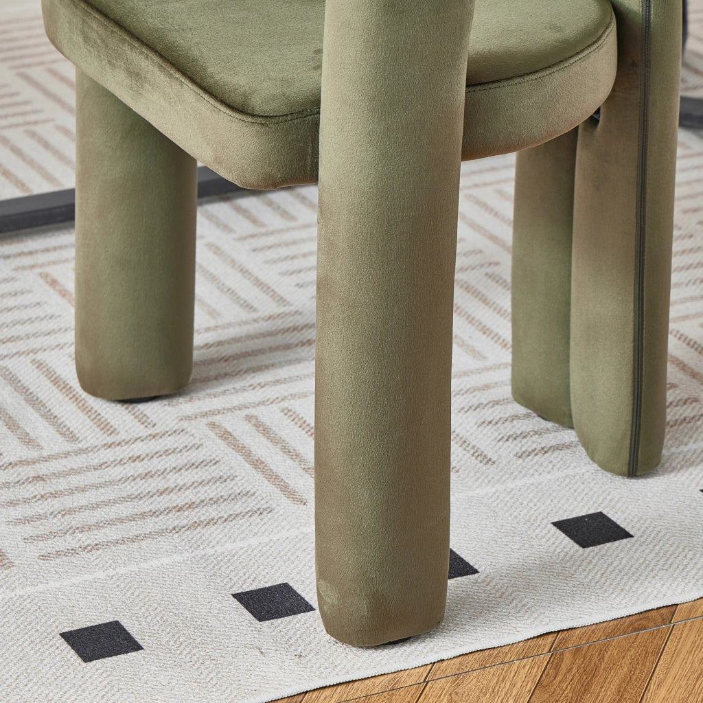 Sedia con Braccioli in Velluto Verde; Sedia Ergonomica per Sala da Pranzo e Ufficio