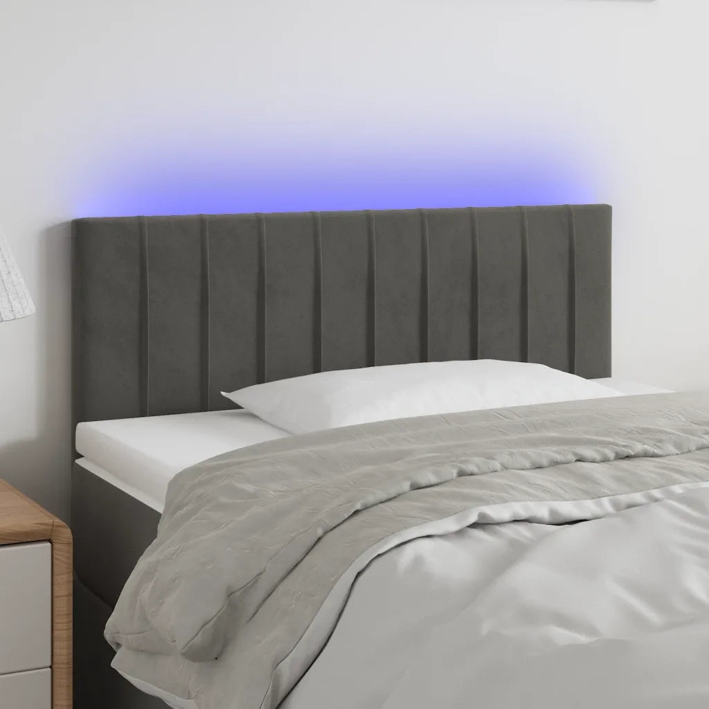 Testiera | Testata a LED Grigio Scuro 100x5x78/88 cm in Velluto