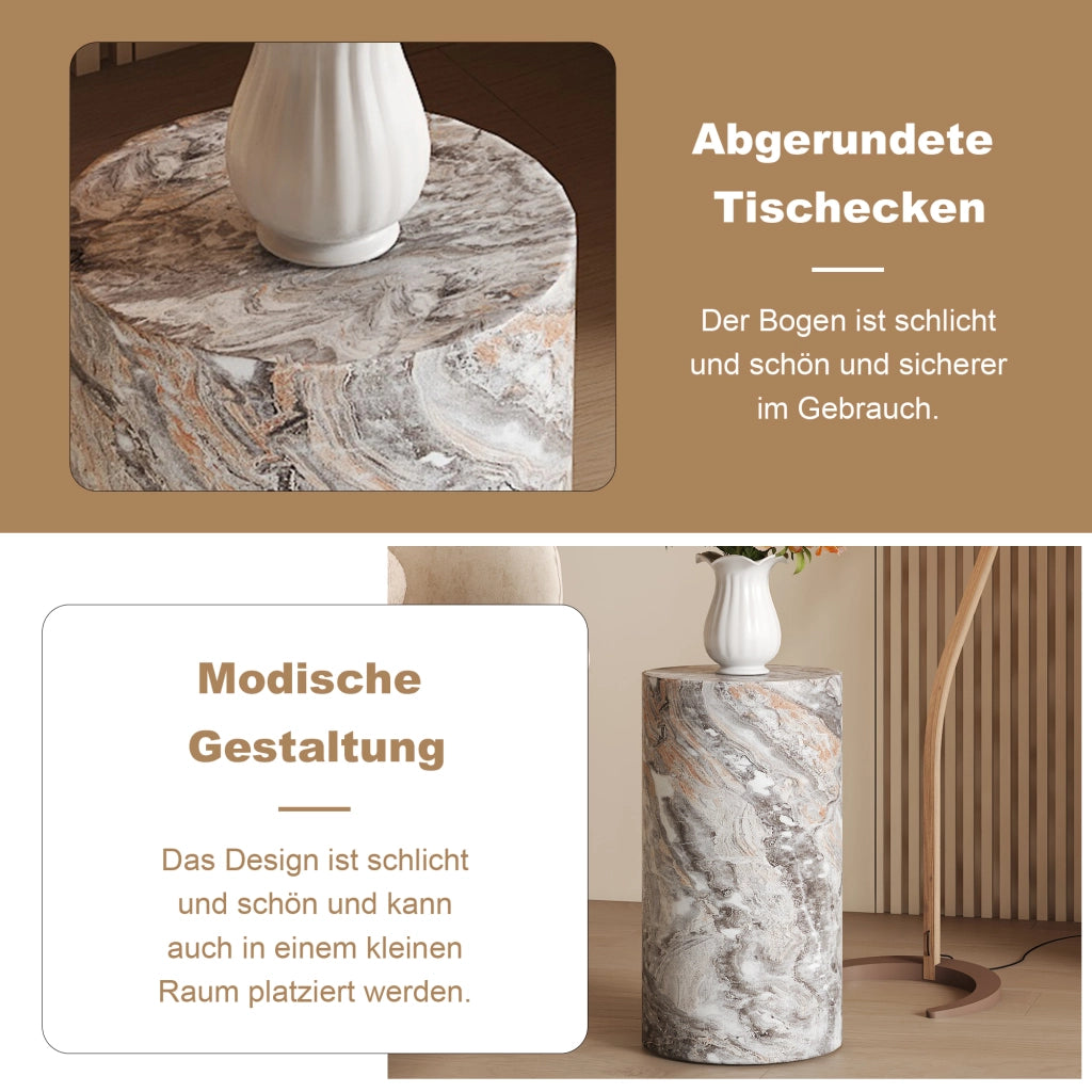 Tavolino da caffè rotondo con piano in MDF - per soggiorno - 30×55 cm - grigio