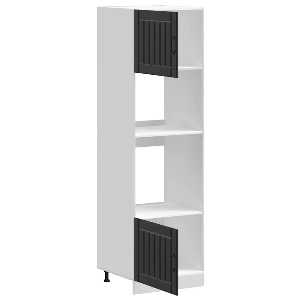 Set di 2 mobili da forno classici con piedini regolabili 60 x 57 x 207 cm in legno ingegnerizzato nero 02_0055707
