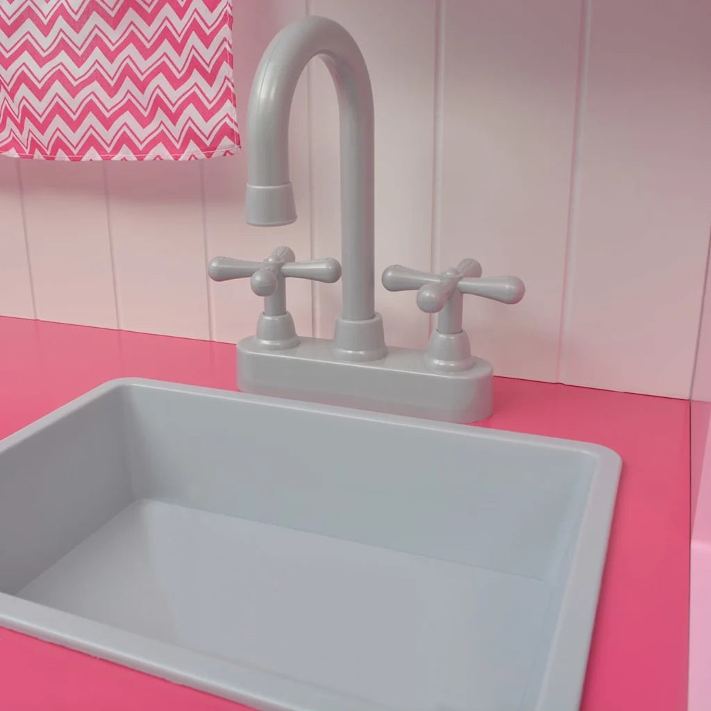 Cucina Giocattolo in Legno 82x30x100 cm Rosa e Bianca CFW9307807