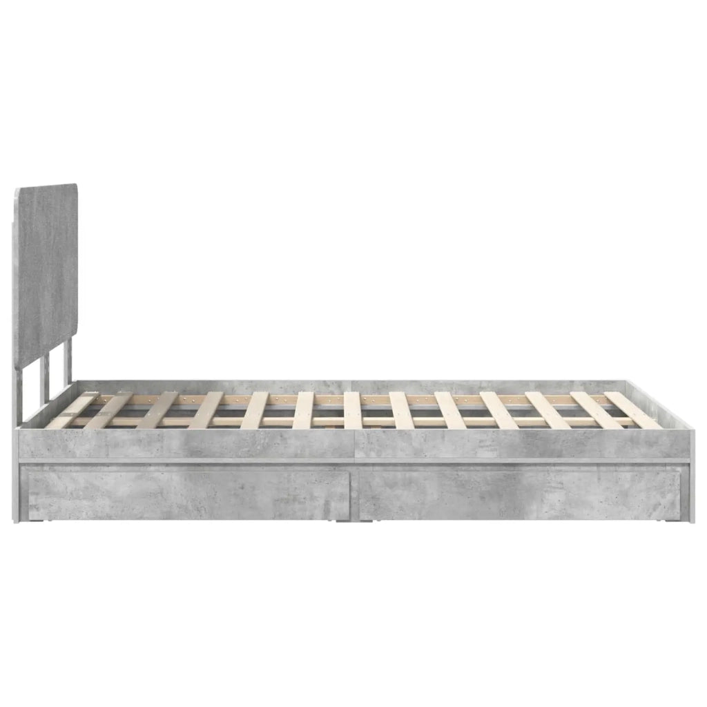 Letto con Contenitore con testiera Grigio cemento 135 x 190 cm