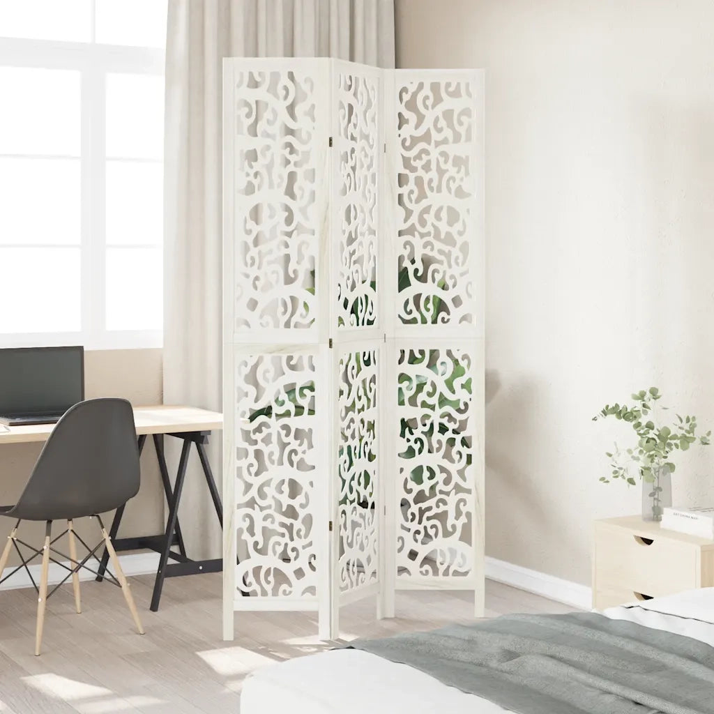 Divisorio Ambienti | Divider per stanze | Paravento 3Pannelli Bianco Legno Massello di Paulownia