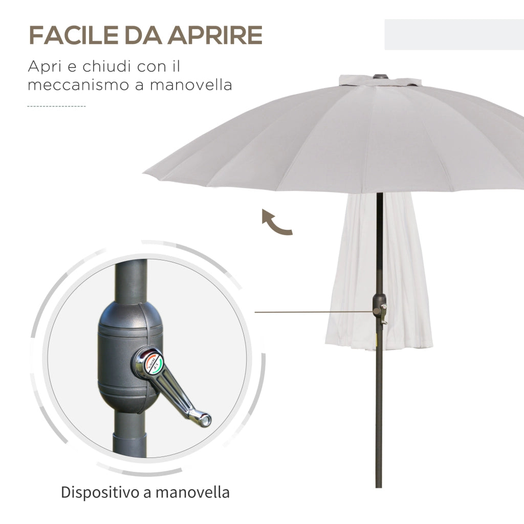 Ombrellone da Giardino e Terrazza Inclinabile a Manovella ¨C zephmum ¨C Grigio 2.5x2.5 m 18 Stecche