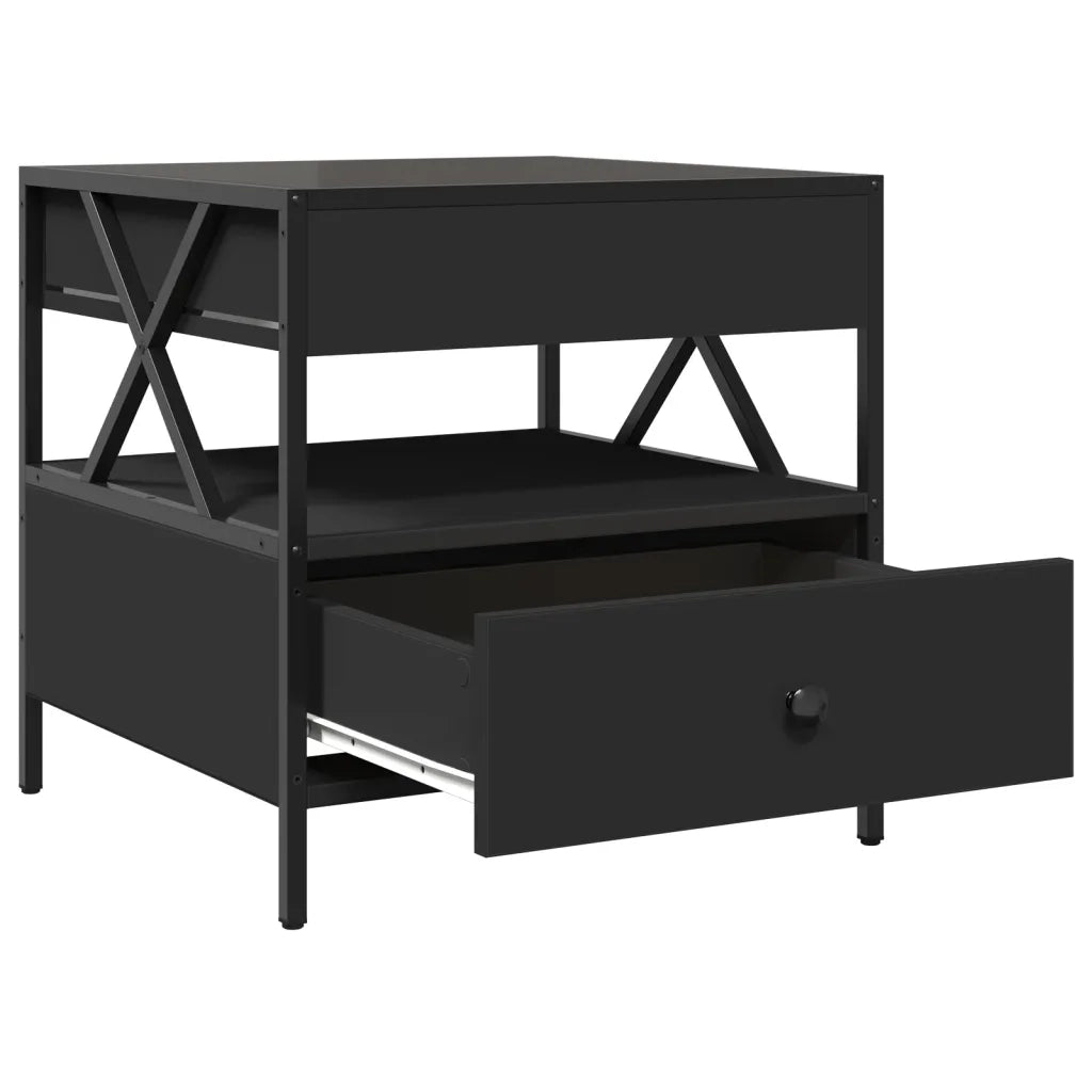 Tavolino da Salotto con LED Infinity Nero 50x50x51 cm